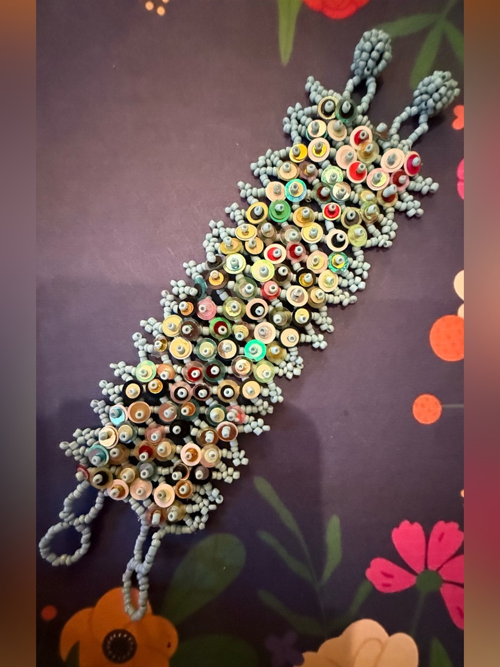Handmade Multicolor Beaded Bracelet - Blue Accent